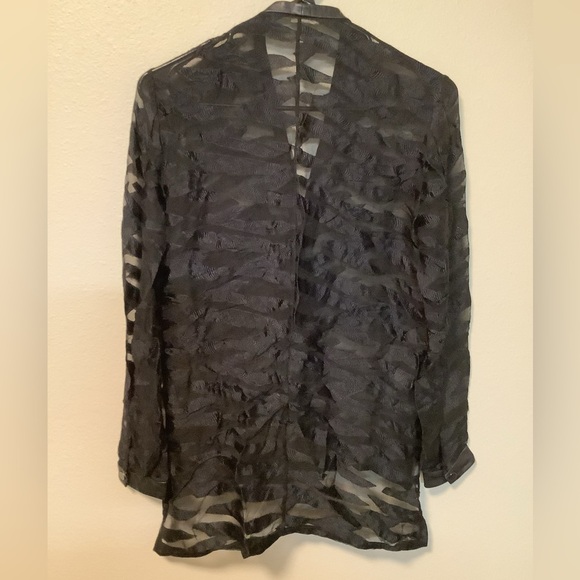 Helmut lang women’s size P black longsleeve top sheer leather trim grunge witchy - Picture 2 of 15